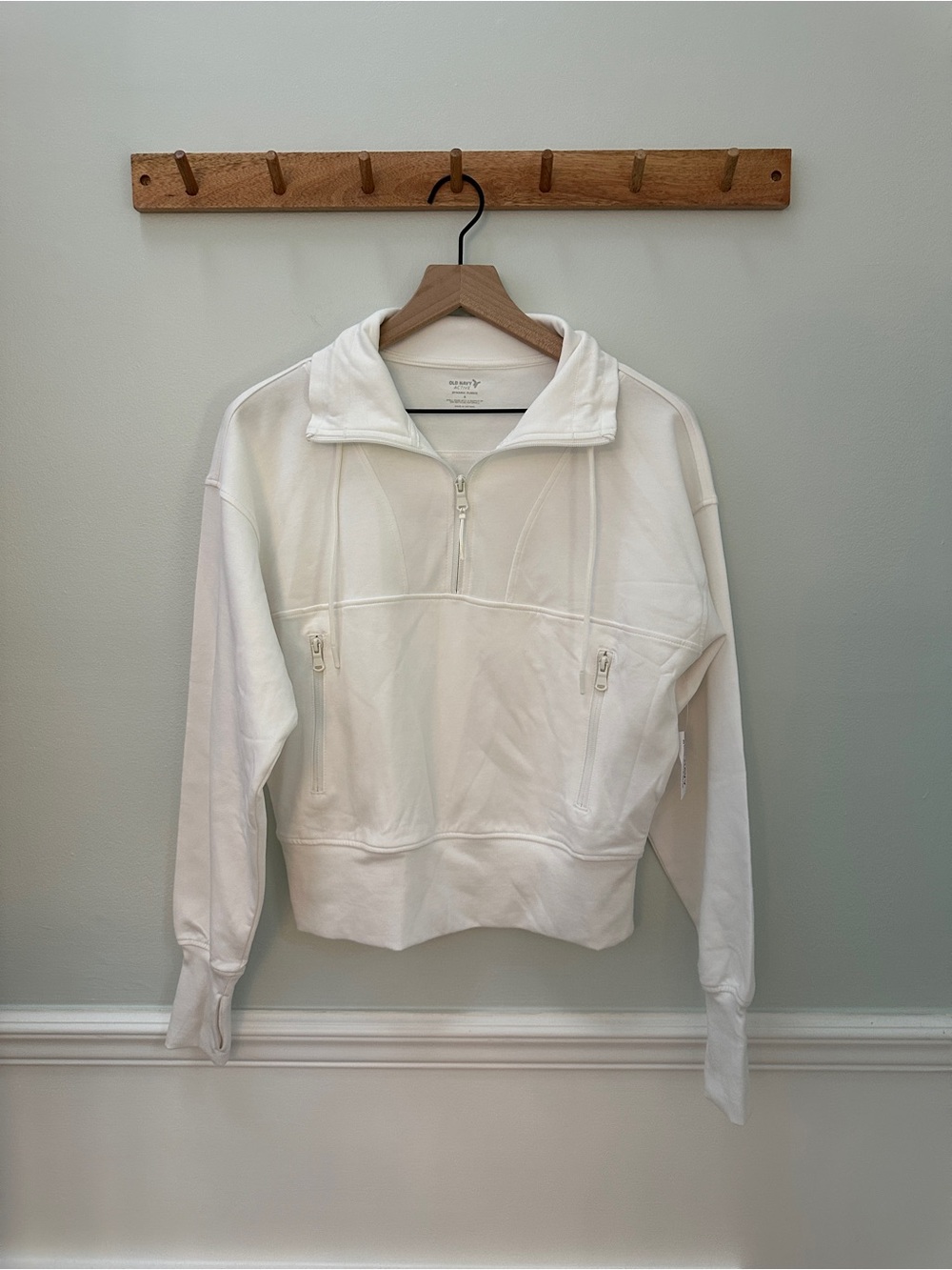 NWT Old Navy Dynamic Fleece Half-Zip White Crop Pullover